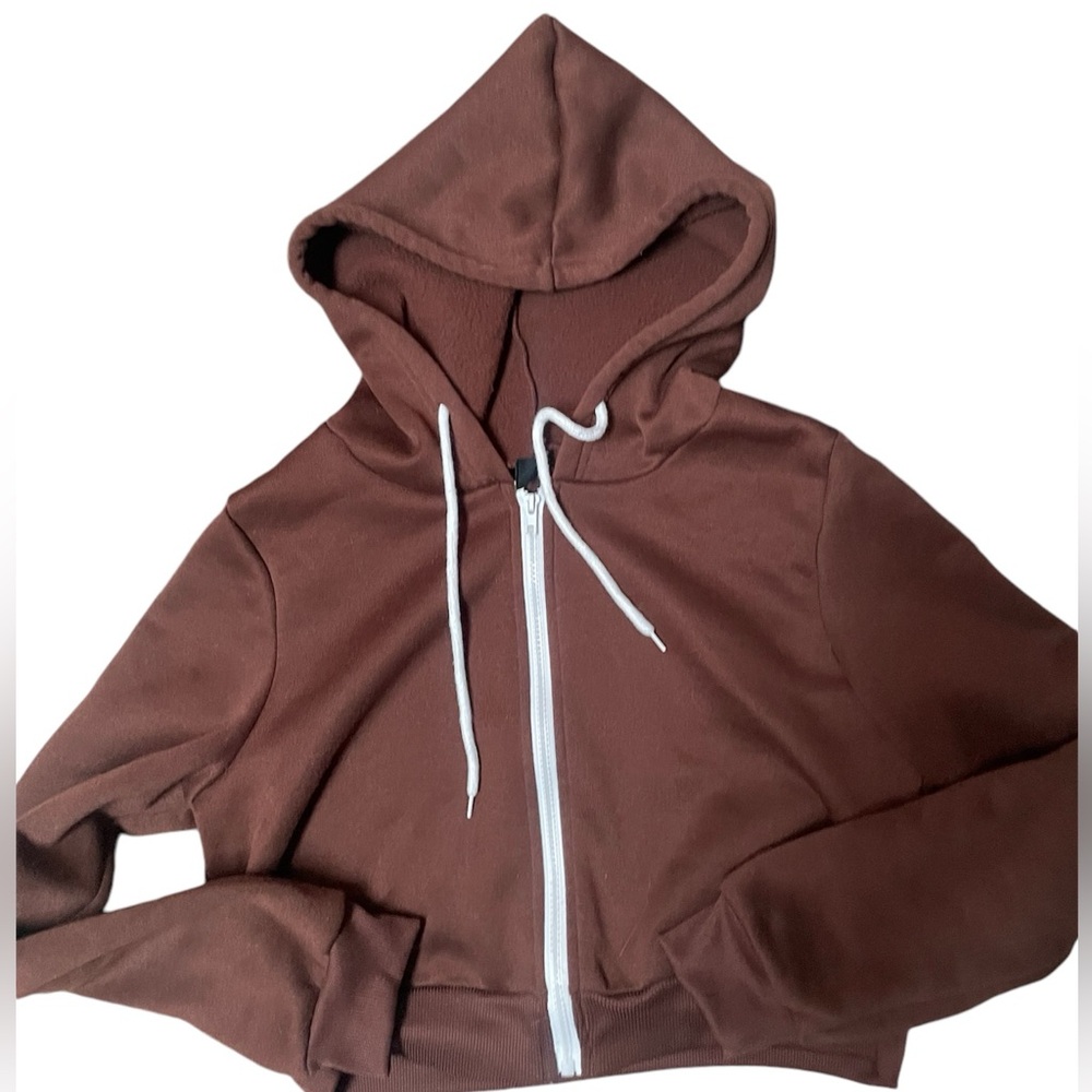 Women’s Fleece French Terry Brown Jacket, M